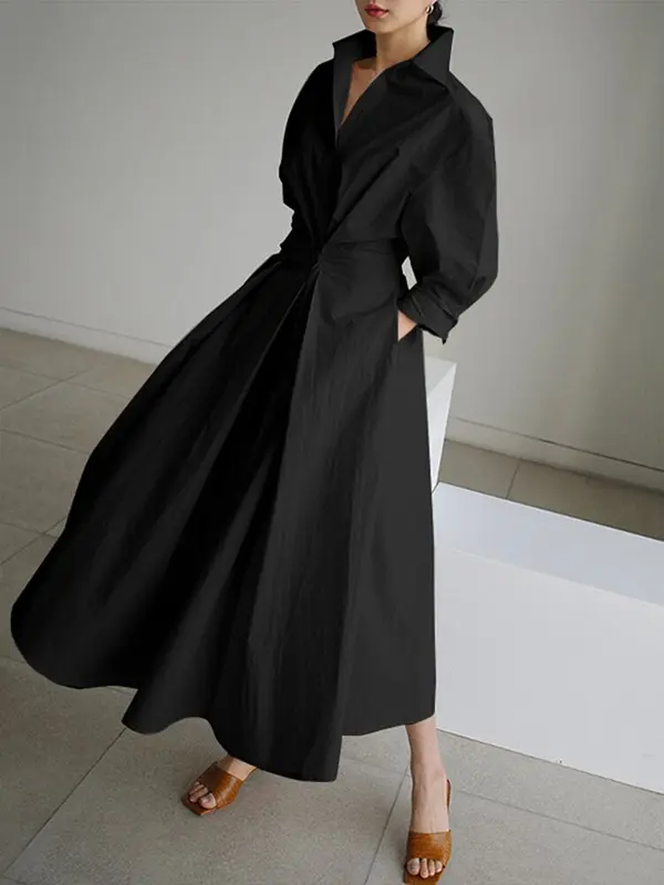 Robe Bella Élégante Boutonnée avec Taille Cintrée