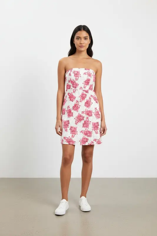 Robe blanche et rose - Taille S/36