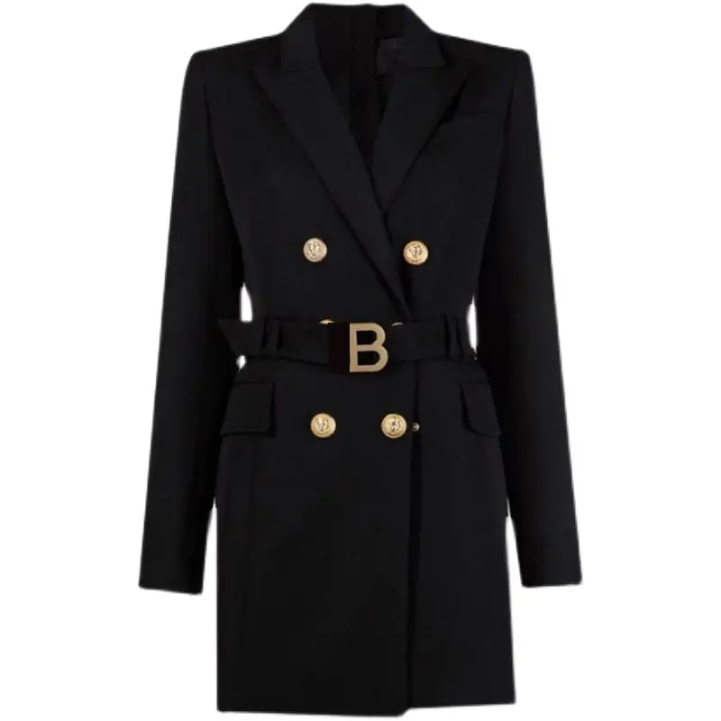 Robe blazer femme manches longues ceinturée