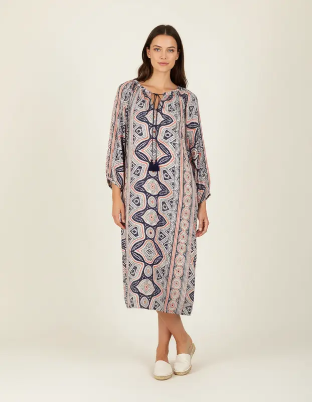 Robe bleue à motifs - Taille M/38