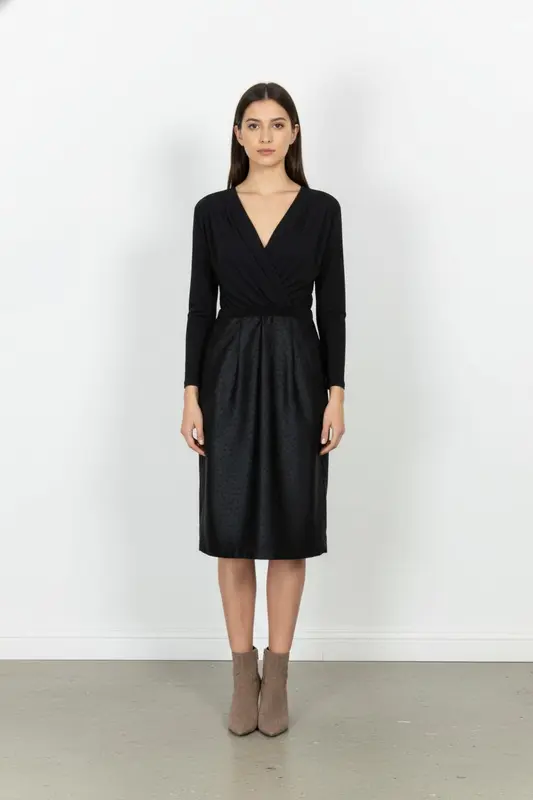 Robe bleue foncée bimatière - Taille L/40