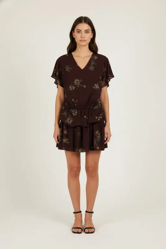 Robe bordeaux à motifs - Taille S/36