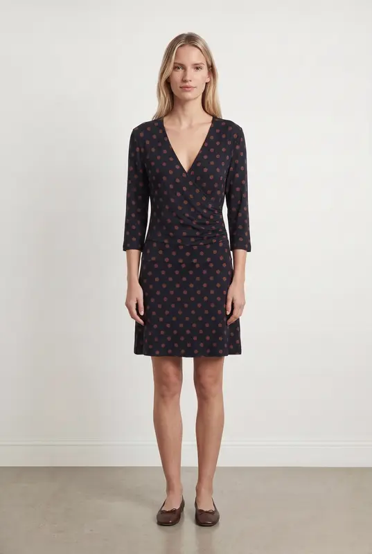 Robe Cache-Cœur Bleue et Marron - Taille M/38