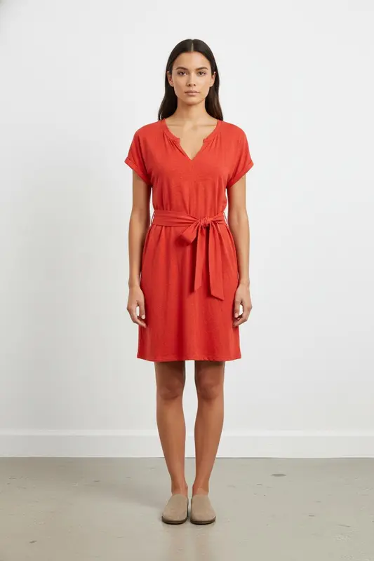 Robe Ceinturée Rouge - Taille S/36