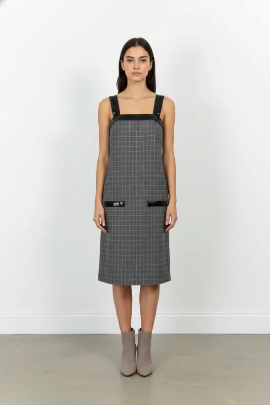 Robe Chasuble Grise et Noire - Taille S/36