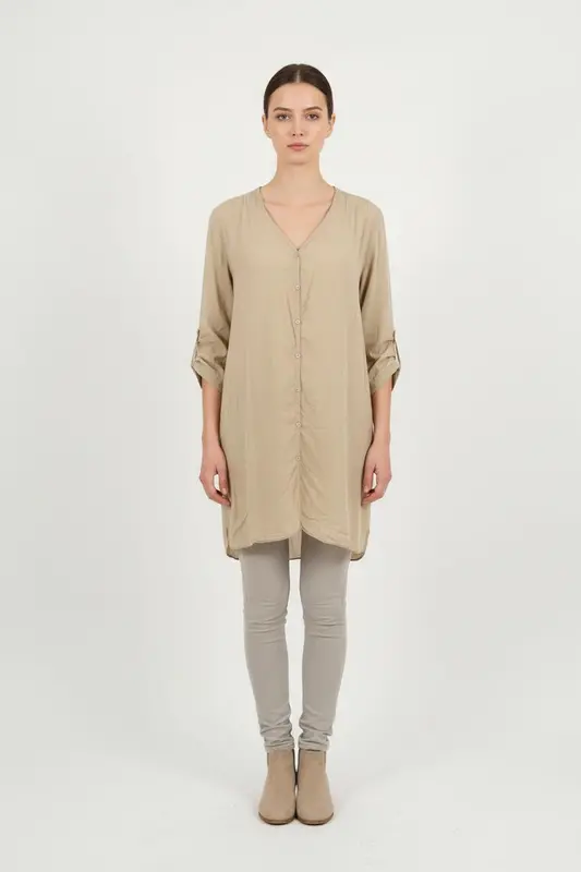 Robe Chemise Beige - Taille T.U.