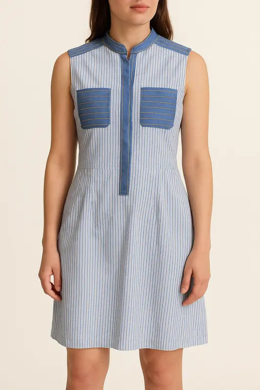 Robe Chemise Bleu et Blanc - Taille L/40