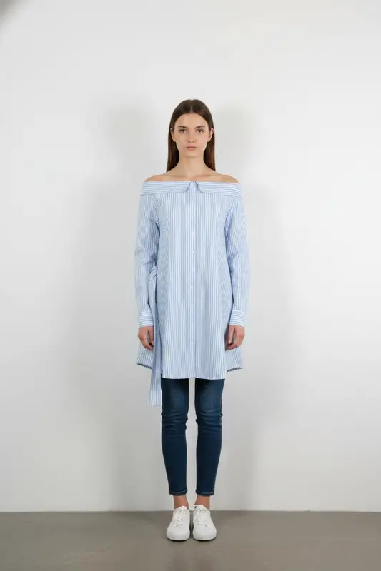 Robe Chemise Bleu et Blanc - Taille XS/34