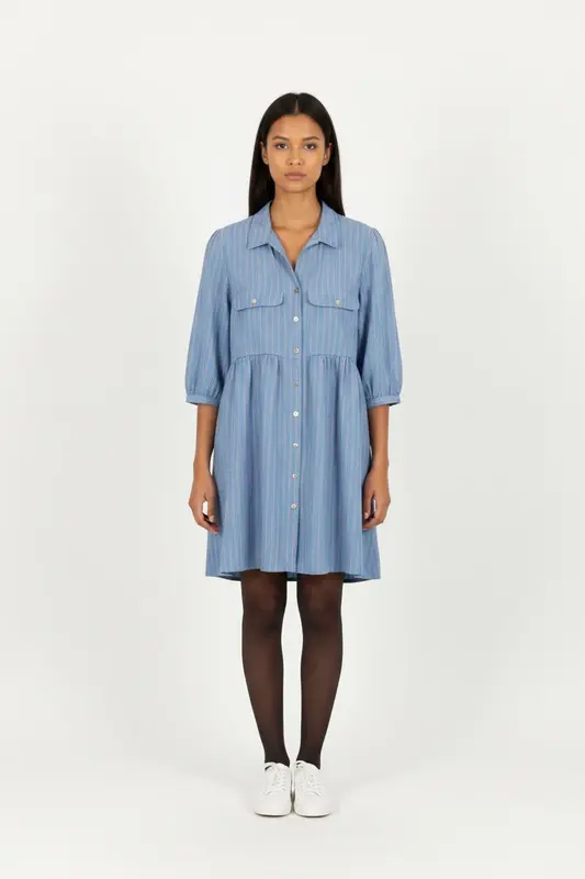 Robe Chemise Bleue à Rayures - Taille L/40