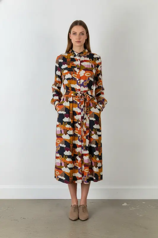 Robe Chemise Longue Multicolore - Taille XL/42