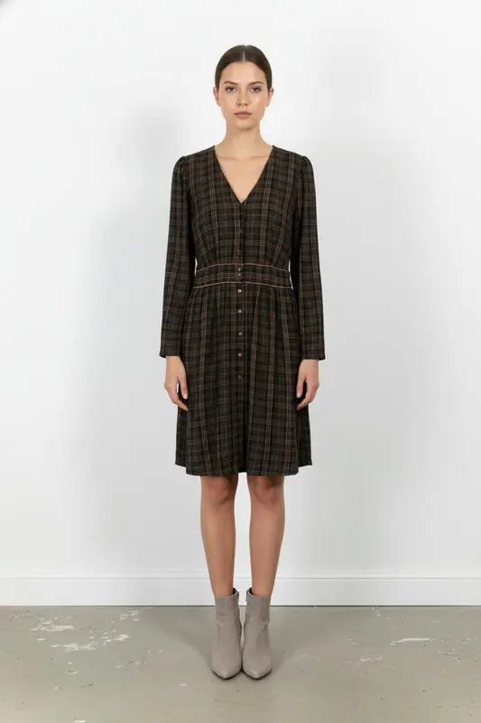 Robe Chemise Marron et Noir - Taille XS/34