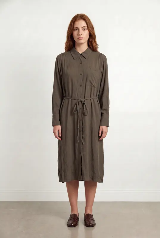 Robe chemise midi Marron - Taille M/38