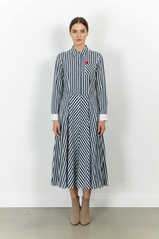 Robe Chemise Rayée Bleue et Blanche - Taille S/36