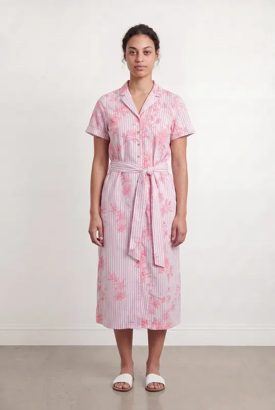 Robe Chemise Rose et Blanche - Taille L/40