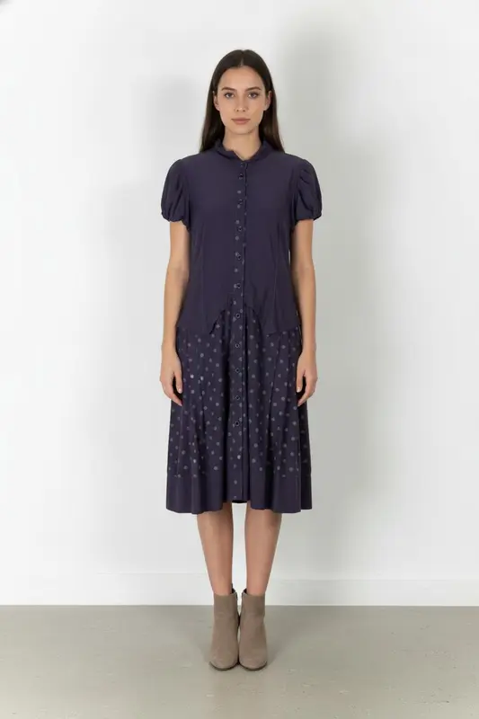 Robe Chemise Violette à Pois - Taille M/38