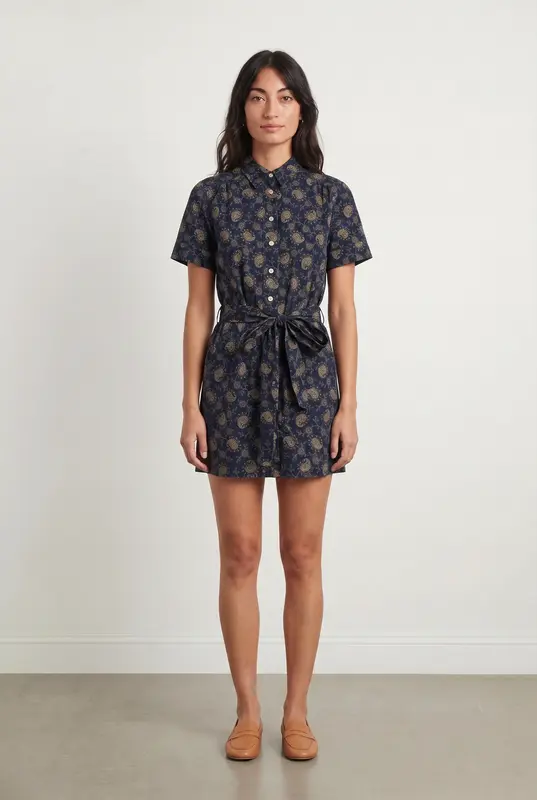 Robe Chemisier Bleue et Jaune - Taille XS/34