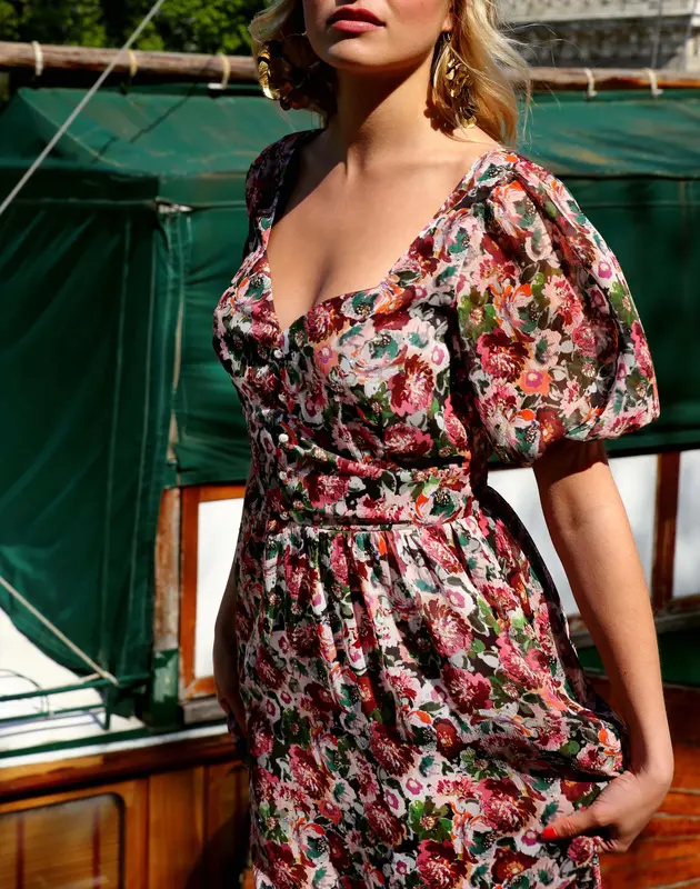 Robe Clémence print bordeaux - S/36