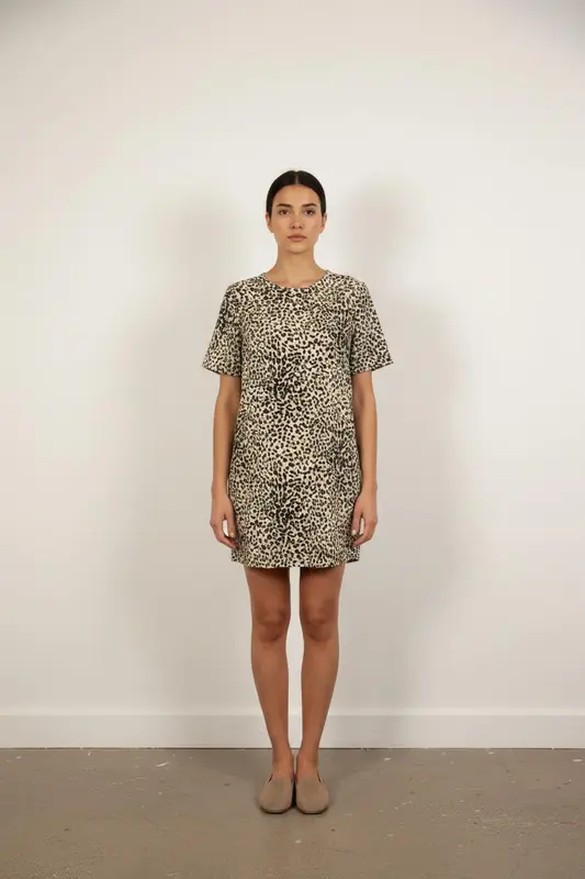 Robe Courte Beige et Noire - Taille S/36