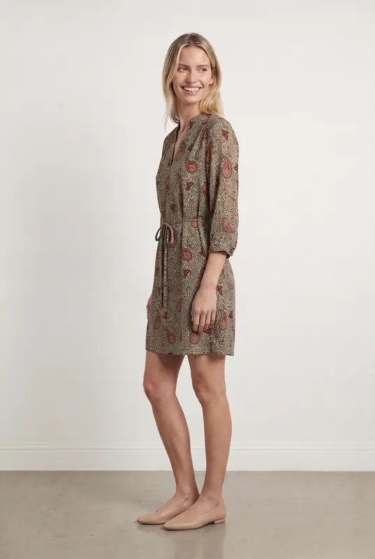 Robe Courte Beige et Rouge - Taille S/36