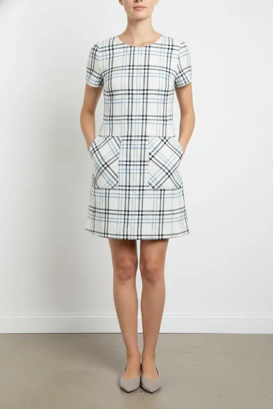 Robe Courte Blanche et Bleue - Taille S/36