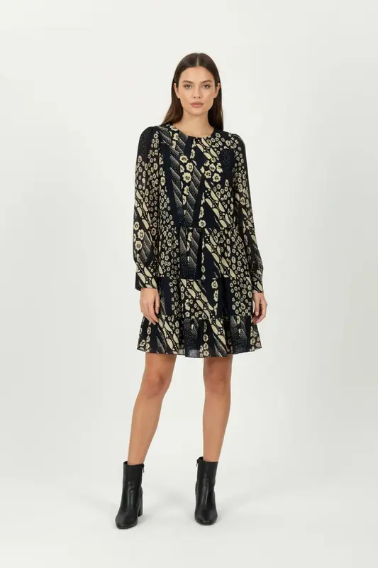 Robe Courte Bleue et Beige - Taille XS/34