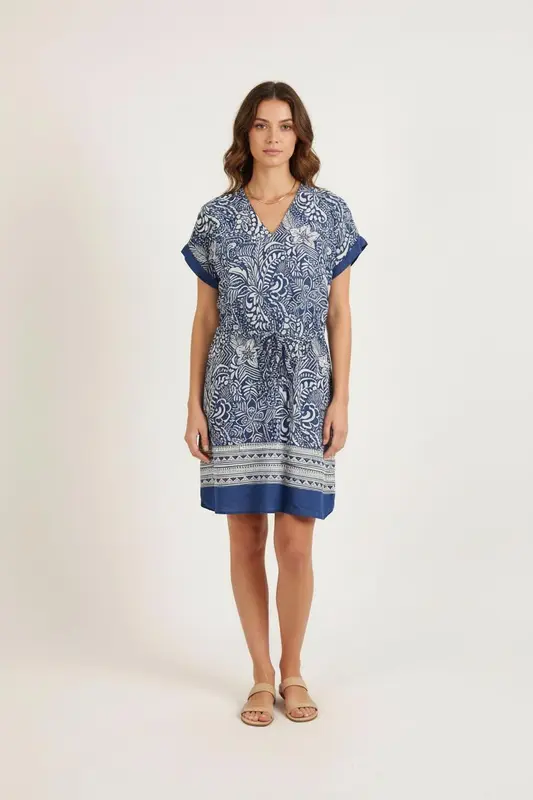 Robe Courte Bleue et Blanche - Taille XS/34