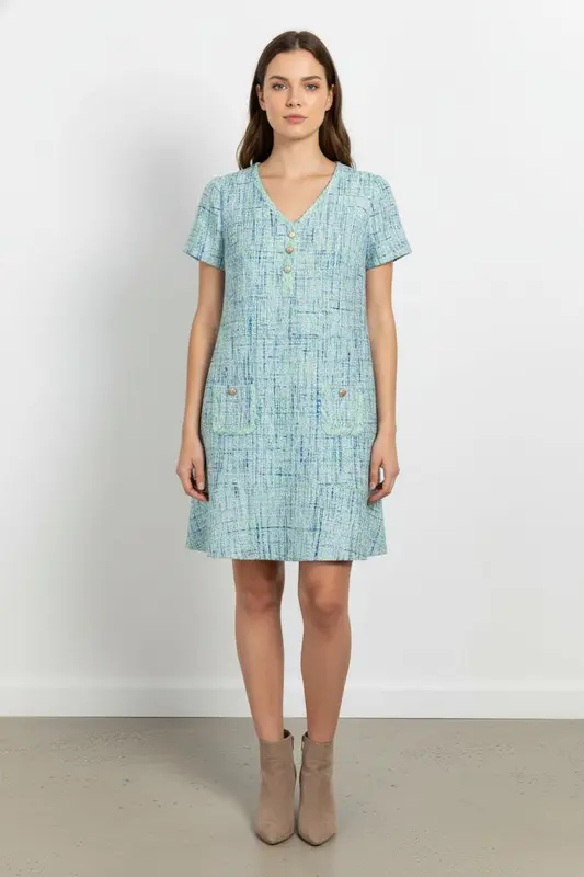 Robe Courte Bleue et Verte - Taille XXL/44