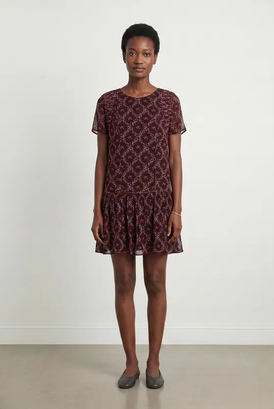 Robe Courte Bordeaux et Noire - Taille XS/34