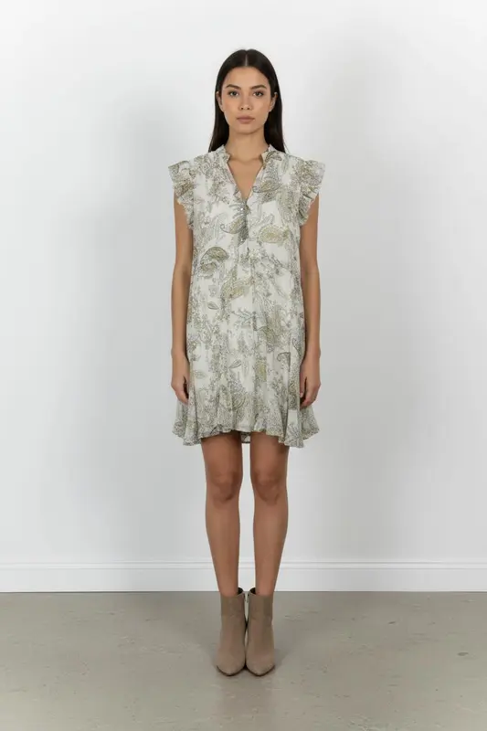 Robe Courte Écrue et Jaune - Taille S/36