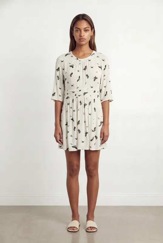 Robe Courte Écrue et Noire - Taille XS/34