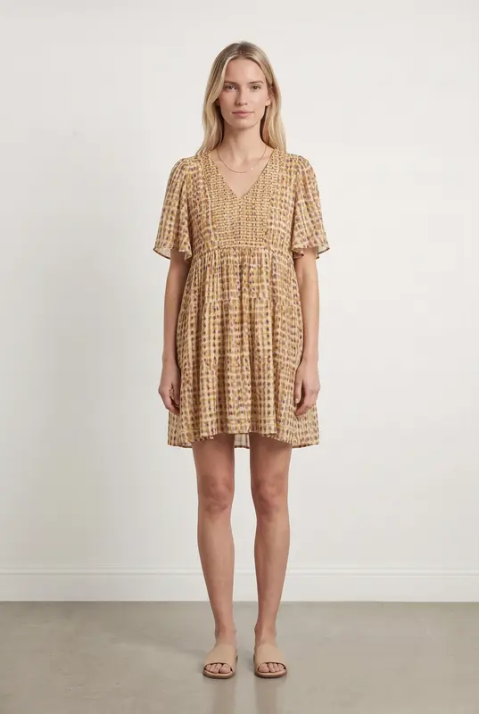 Robe Courte Jaune et Violette - Taille S/36