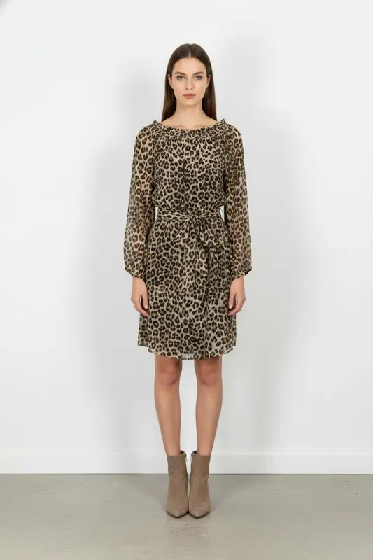 Robe Courte Léopard Multicolore - Taille S/36