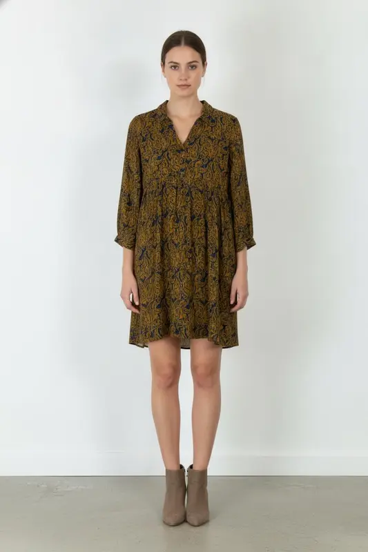 Robe Courte Marron et Bleu - Taille XL/42