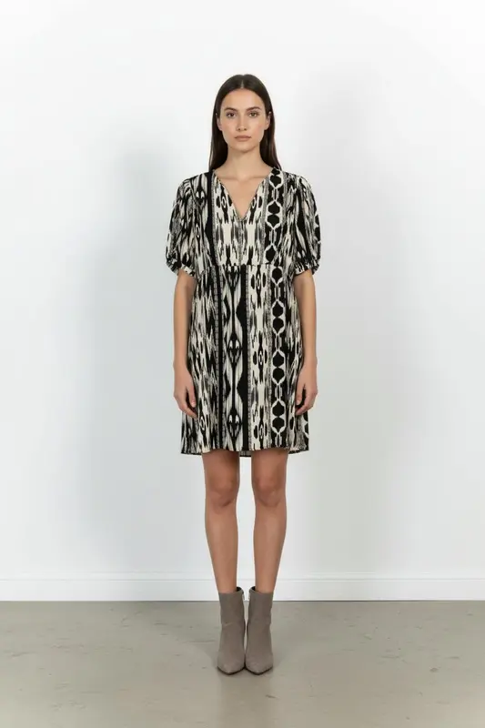 Robe Courte Noire et Beige - Taille L/40
