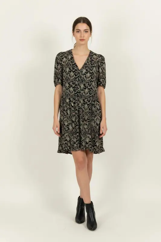 Robe Courte Noire et Beige - Taille M/38