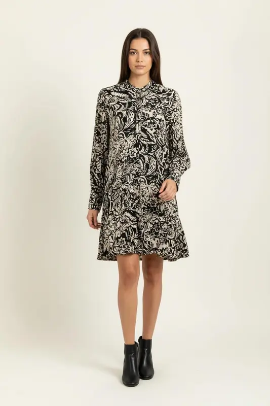 Robe Courte Noire et Beige - Taille XXL/44