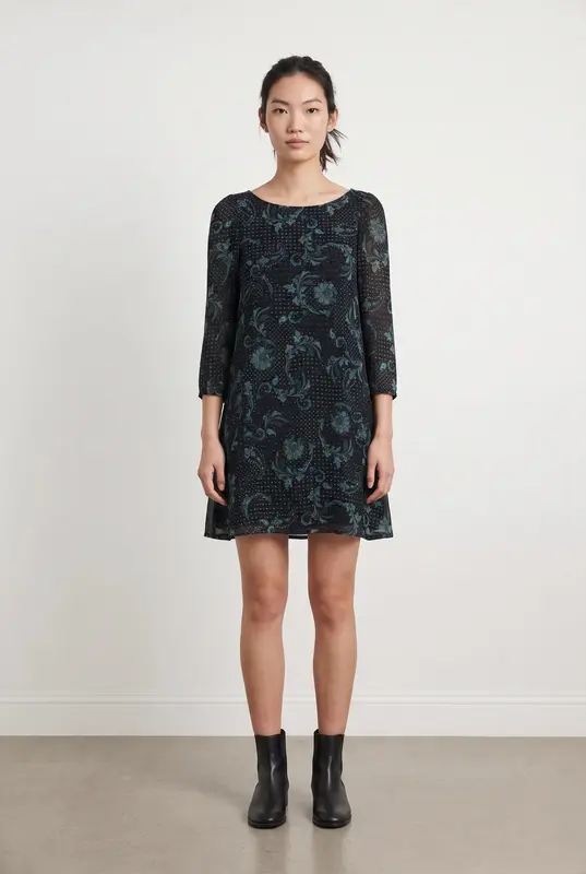 Robe Courte Noire et Verte - Taille S/36
