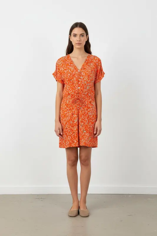 Robe Courte Orange et Blanche - Taille M/38