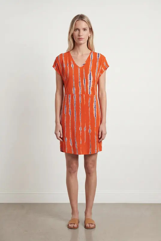 Robe Courte Orange et Bleu - Taille S/36