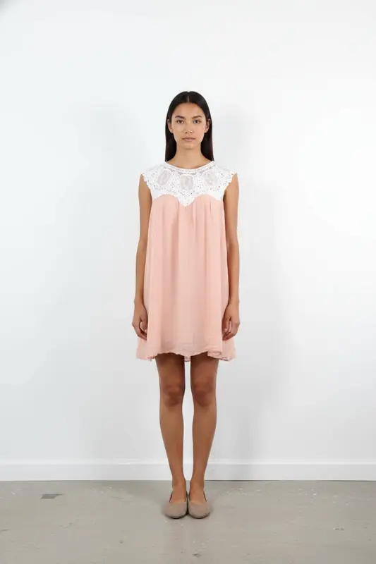 Robe Courte Rose et Blanche - Taille XS/34