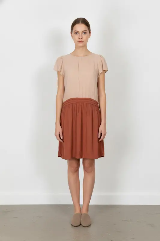 Robe Courte Rose et Marron - Taille S/36