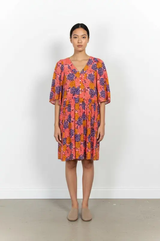 Robe Courte Rose Orange et Bleu - Taille XS/34