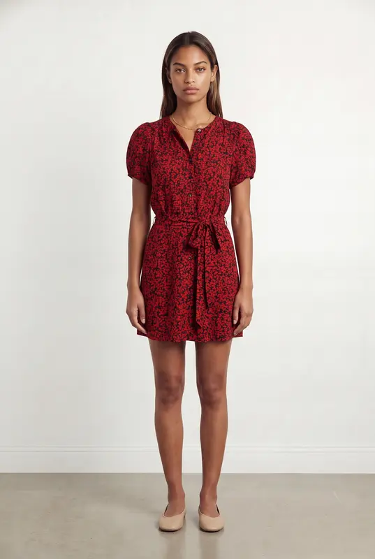 Robe Courte Rouge et Noir - Taille XS/34