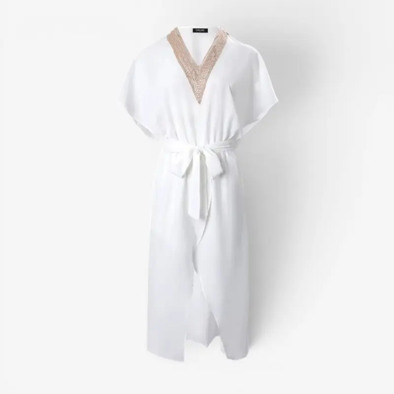 Robe courte trapèze pour femme à col V