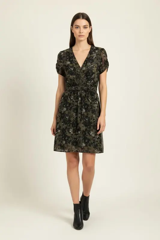 Robe Courte Verte et Noire - Taille S/36