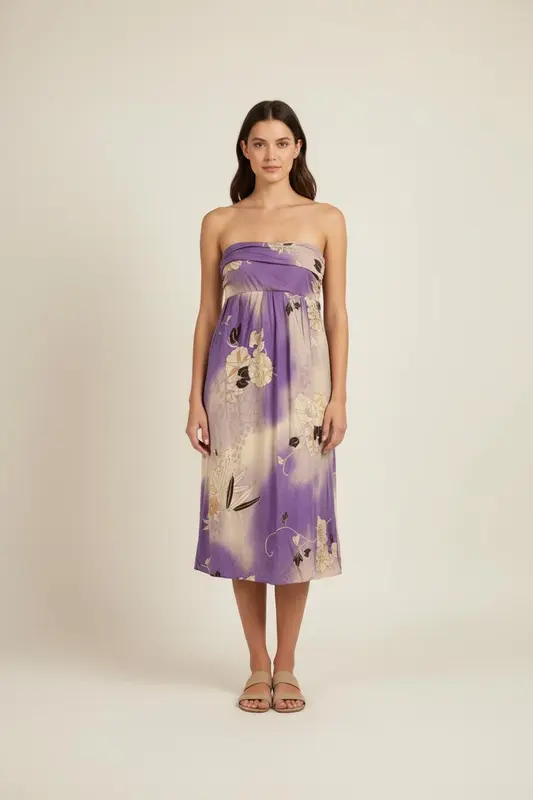 Robe Courte Violette et Beige - Taille XL/42