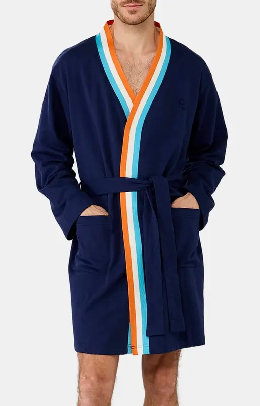 Robe de chambre en coton - Marine