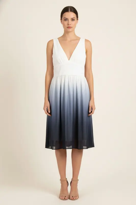 Robe Dégradée Blanche et Bleue - Taille M/38