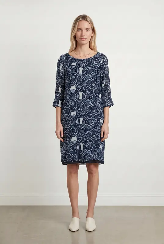 Robe Droite Bleue et Blanche - Taille M/38