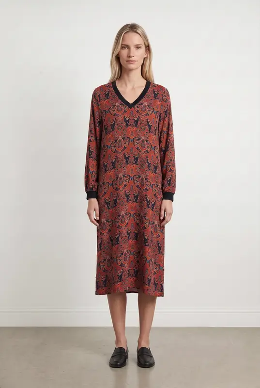 Robe Droite Bordeaux et Bleu Marine - Taille S/36
